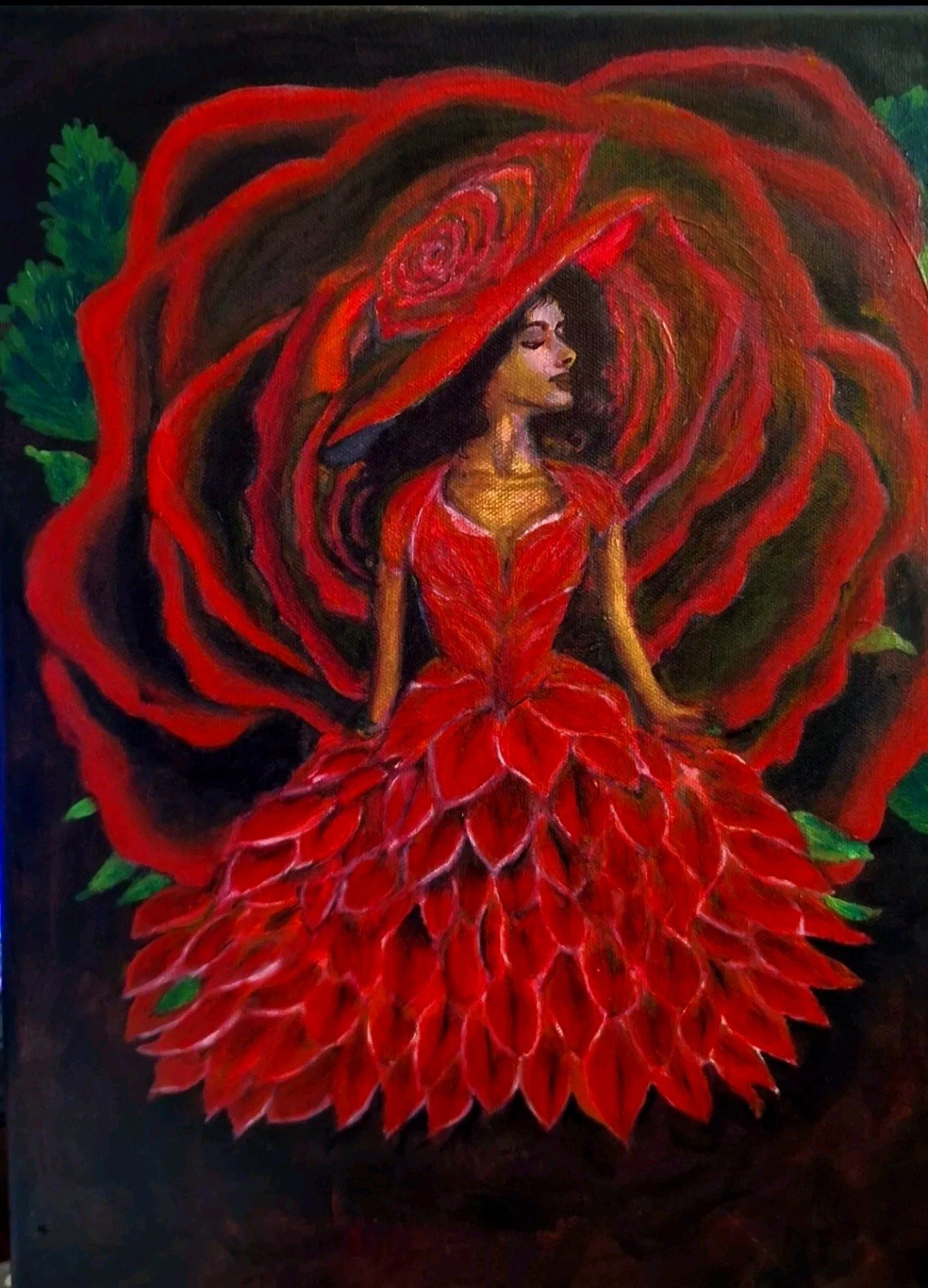Love, Rose, Acrylic Painting, 11″ x 14″, Wall Art, Home Decor, Culture