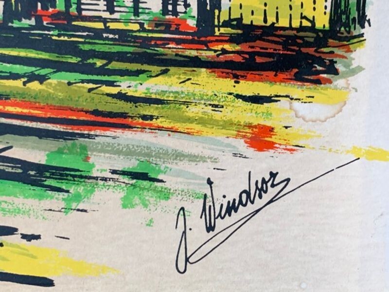 Mid-Century NYC United Nations J. Windsor Signed Embellished Silkscreen Board