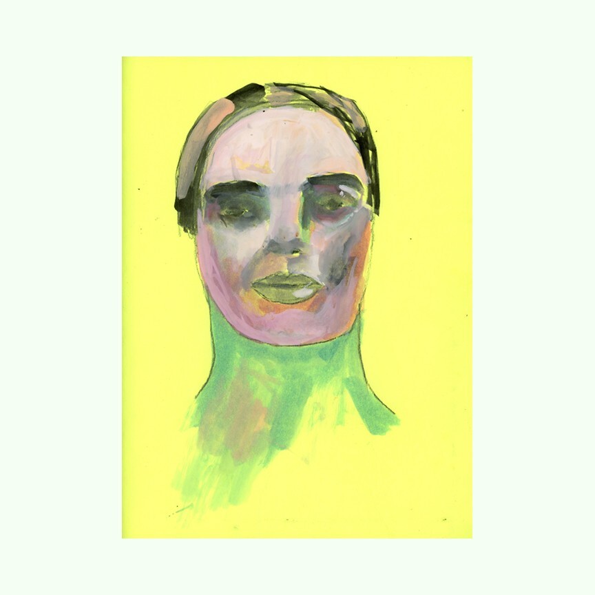 Original Portrait Painting 9×12 Yellow Expressive Wall Art Miz Katie