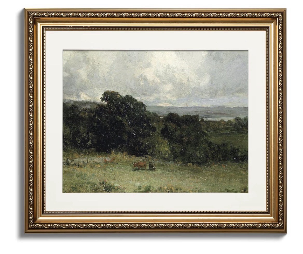 Vintage Landscape Framed Wall Art Gold Antique Frame Farmhouse Canvas Art 13×16″