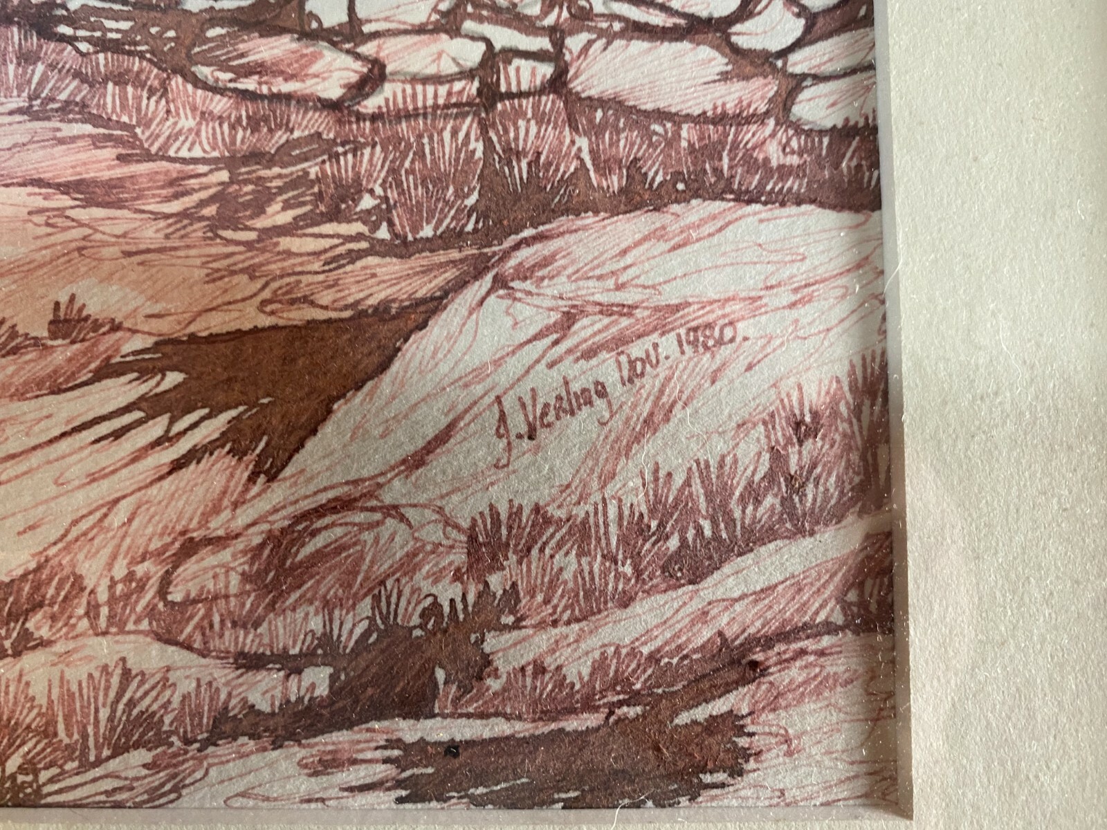 J Verlap 1980 «Dilapidated Stone Home» Mixed Media Painting – Signed And Framed