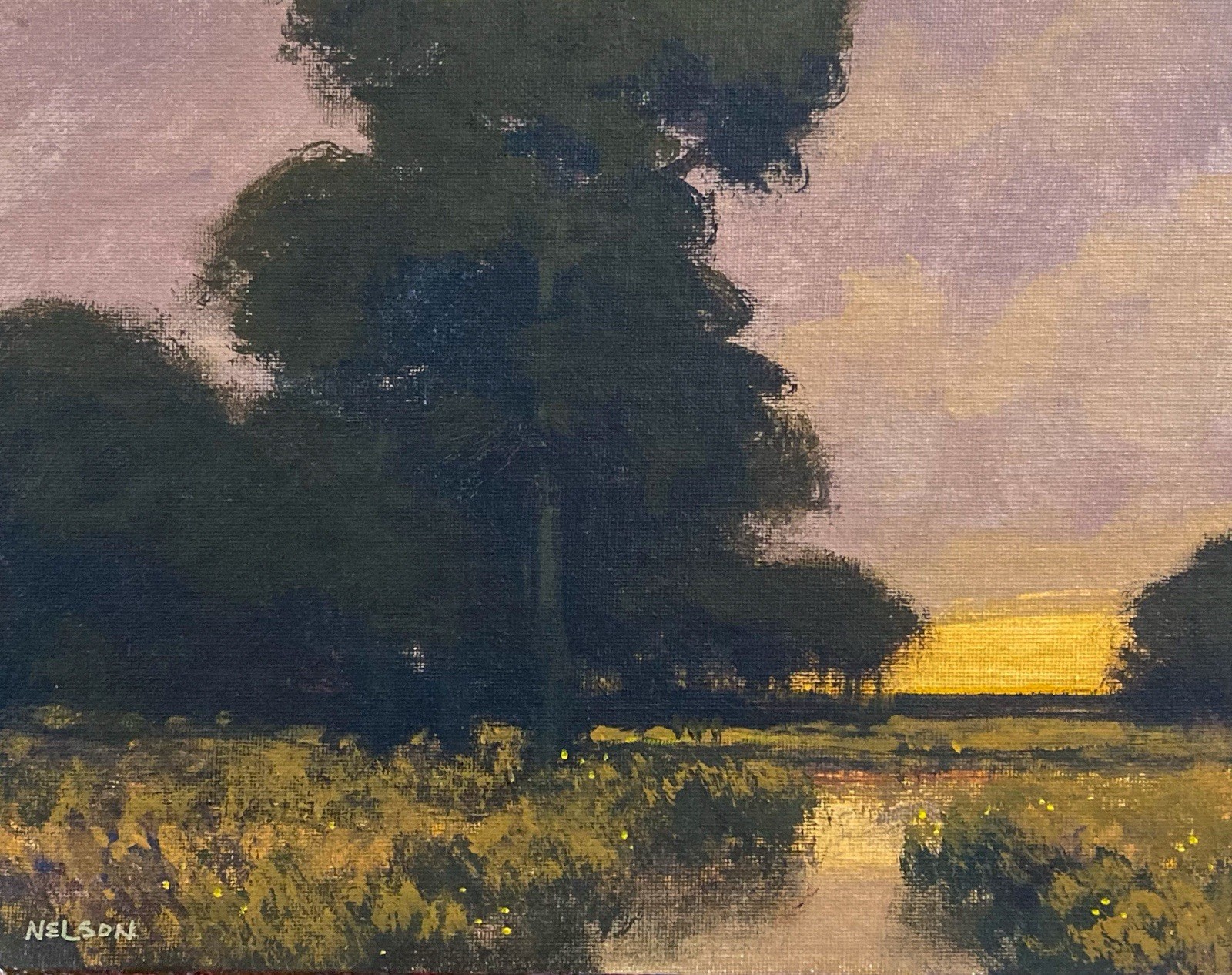 Coastal Low Country MarshAnd Creeks Dawn High Key Landscape Art Oil Painting