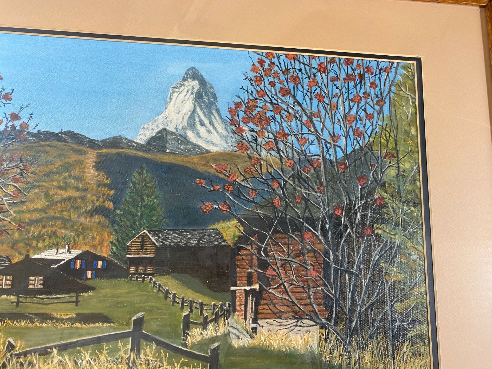 J Eddinger «Mountain Homes And Landscape Scene» Oil Painting – Signed And Framed