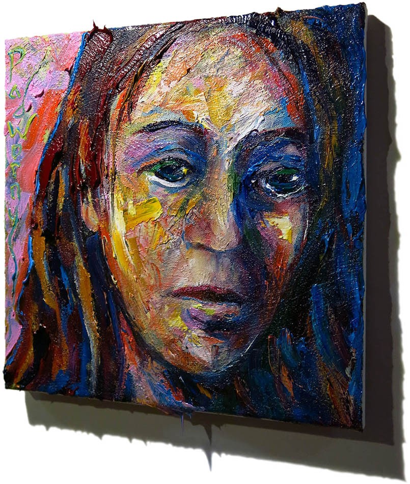 ORIGINAL OIL█PAINTING VINTAGE█ART SIGNED POP OUTSIDER BEACH█WOMAN GIRL HAT FAUVE