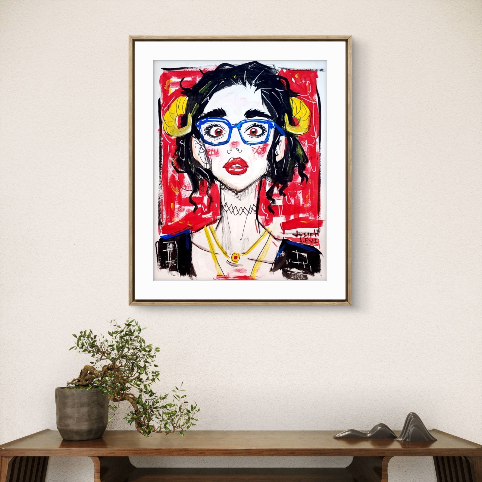 Colorful Modern Pop Art Female Portrait 14×11 Original Acrylic Painting on Paper