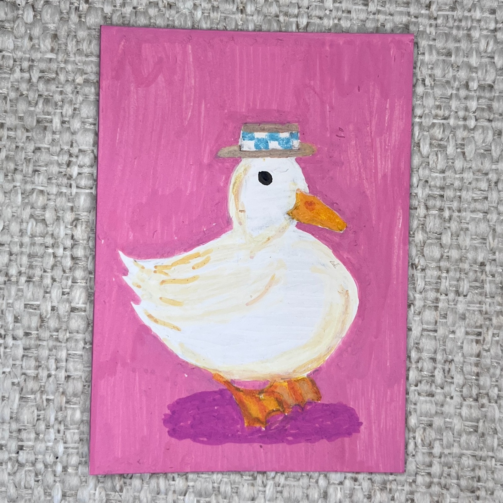 ACEO Original Painting Bird Duck 2.5 x 3.5 Acrylic Painting by Clarrissia