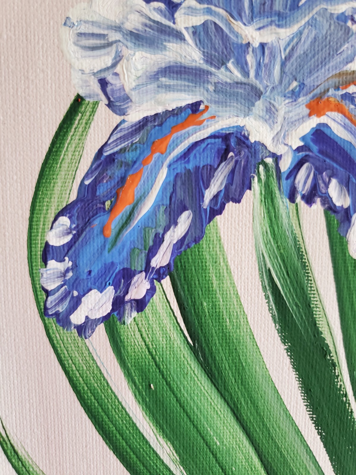Handmade Painting Acrylic Art Panel 12x9x1/16in Decor Flowers Cockerel Iris