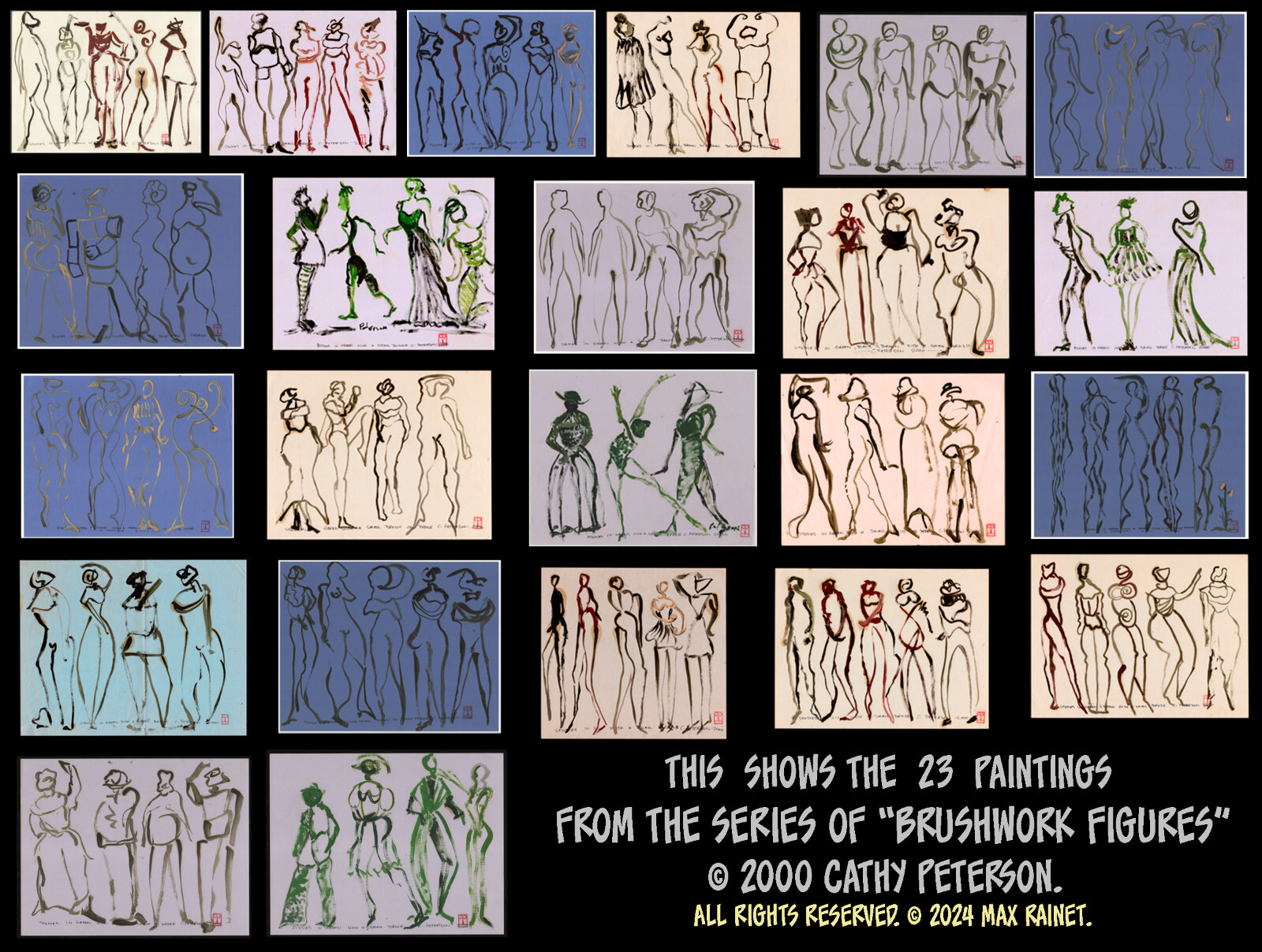 Abstract Figures Semi-nude Pose 2000 C Peterson * Oil Painting Circus women man