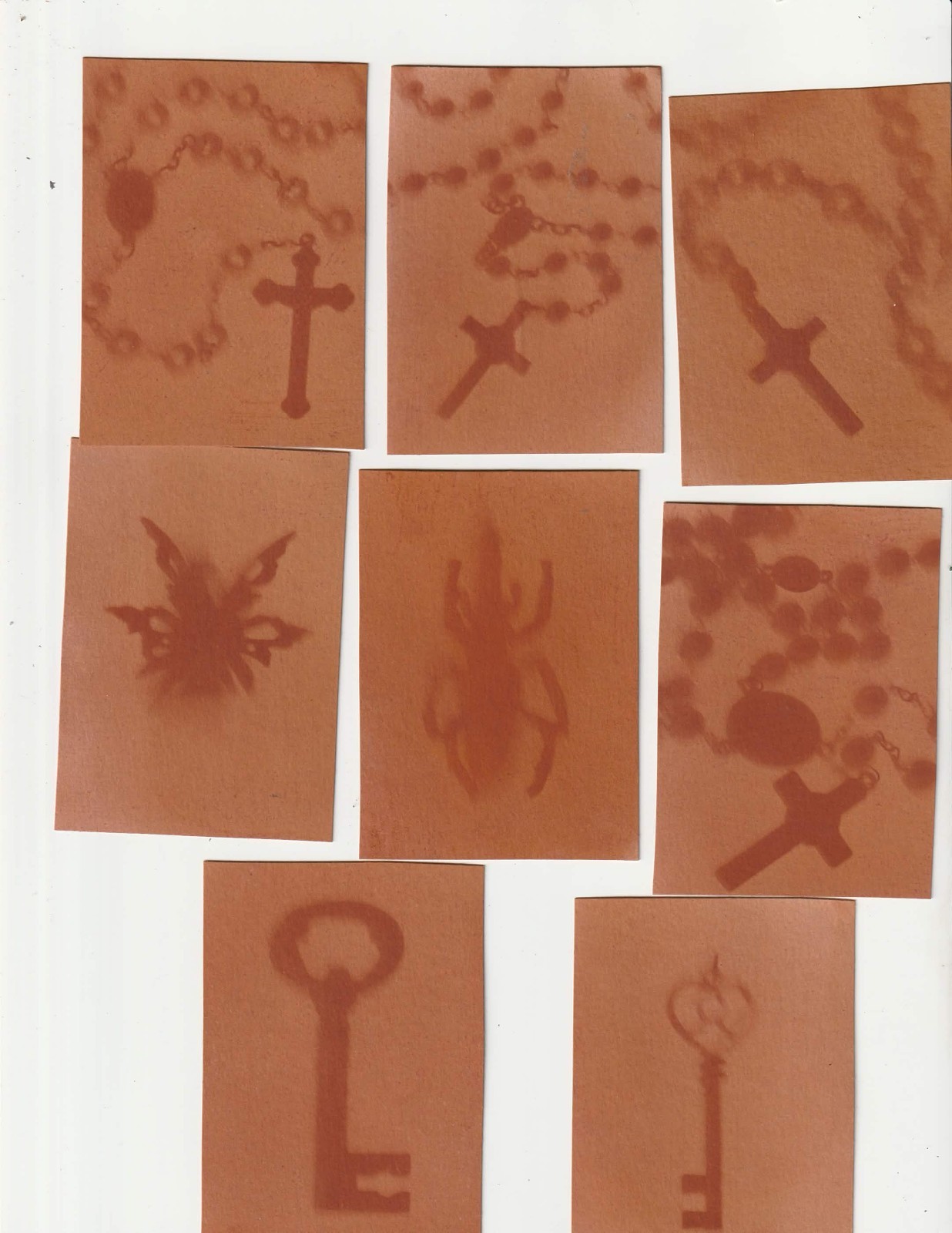 ACEO Original Art Card 2.5 x 3.5 anthotype mini painting cross
