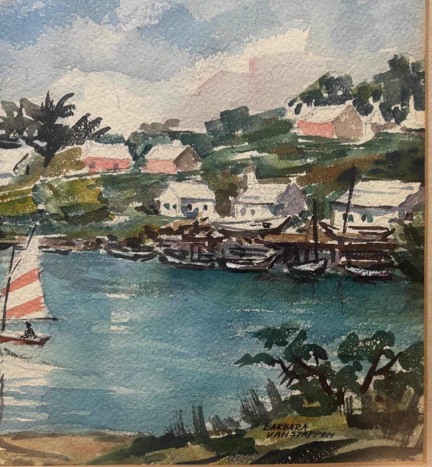 Vintage Barbara Van Stappen Sailing Boat ‘GLENCOE BERMUDA’ Paget Parish PAINTING