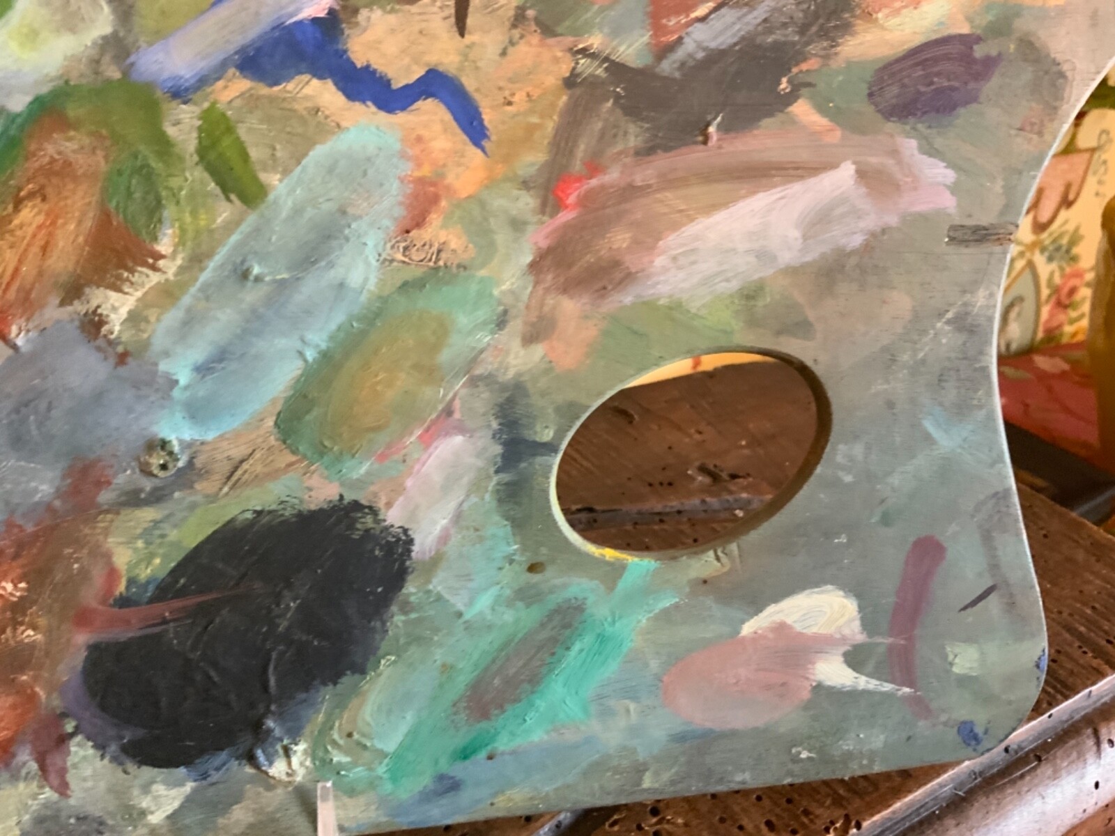 Charming Original French Artists Painters Palette on Light Board Thick Paint